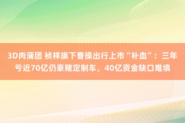 3D肉蒲团 祯祥旗下曹操出行上市“补血”：三年亏近70亿仍豪赌定制车，40亿资金缺口难填