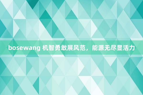 bosewang 机智勇敢展风范，能源无尽显活力